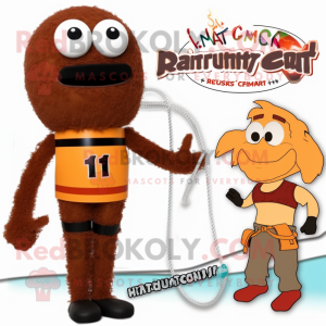 Rust Spaghetti mascot costume character dressed with a Bikini and Suspenders