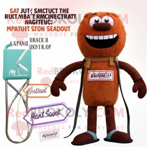 Rust Spaghetti mascot costume character dressed with a Bikini and Suspenders