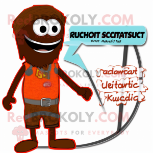 Rust Spaghetti mascot costume character dressed with a Bikini and Suspenders