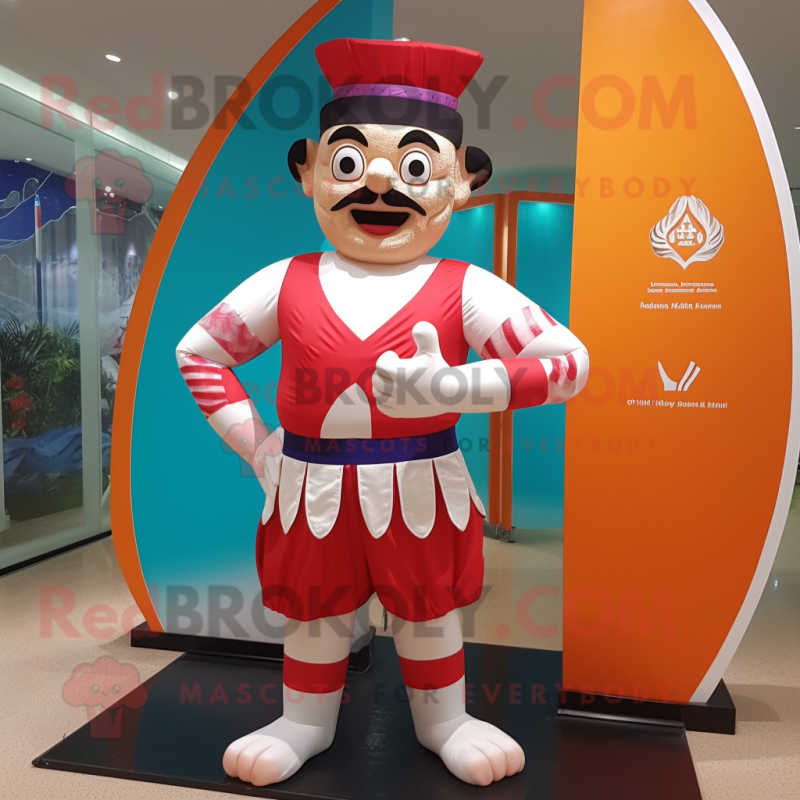 nan Ring Master mascot costume character dressed with a Board Shorts and Bracelets nan Ring Master mascot costume character dressed with a Board Shorts and Bracelets