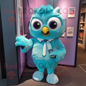 Cyan Owl mascotte kostuum...