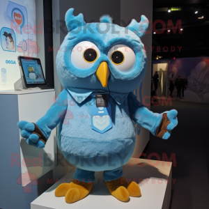 Cyan Owl mascotte kostuum...