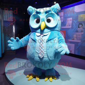 Cyan Owl mascotte kostuum...