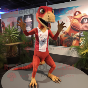 Rode Velociraptor mascotte...