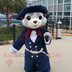 Navy Ferret mascot costume character dressed with a Culottes and Wraps