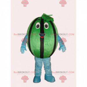 Giant and smiling green and black watermelon mascot -