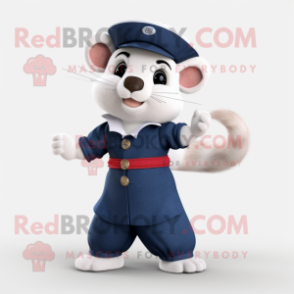 Navy Ferret mascot costume character dressed with a Culottes and Wraps