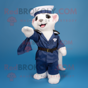 Navy Ferret mascot costume character dressed with a Culottes and Wraps