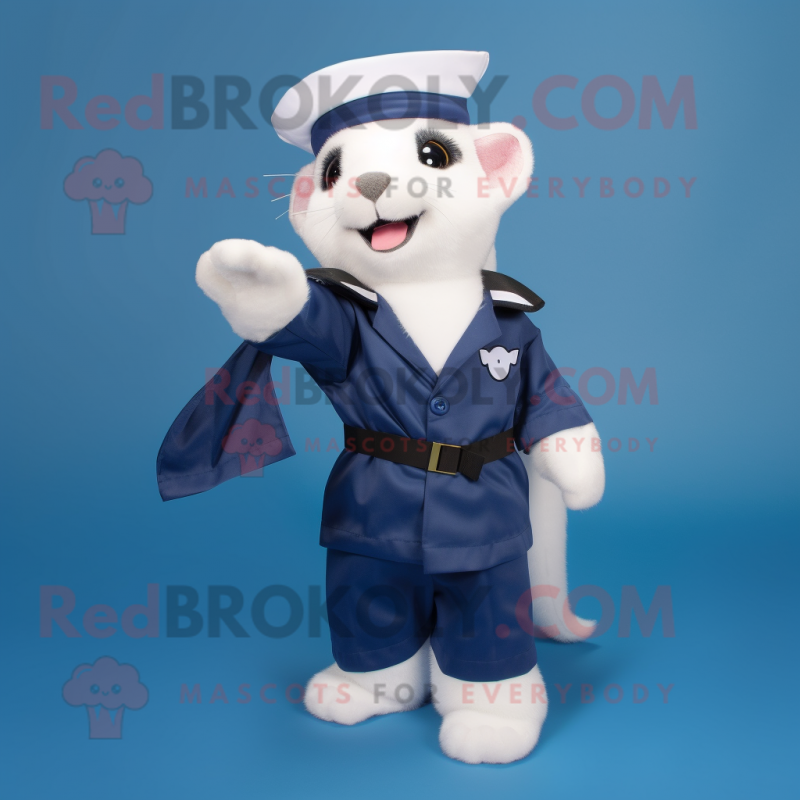 Navy Ferret mascot costume character dressed with a Culottes and Wraps