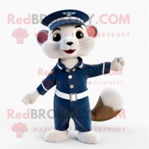 Navy Ferret mascot costume character dressed with a Culottes and Wraps