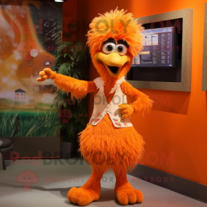 Orange Emu maskot kostume...