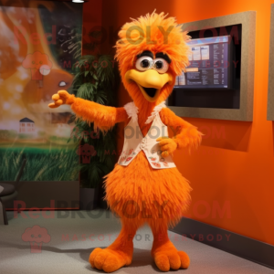 Orange Emu maskot kostym...