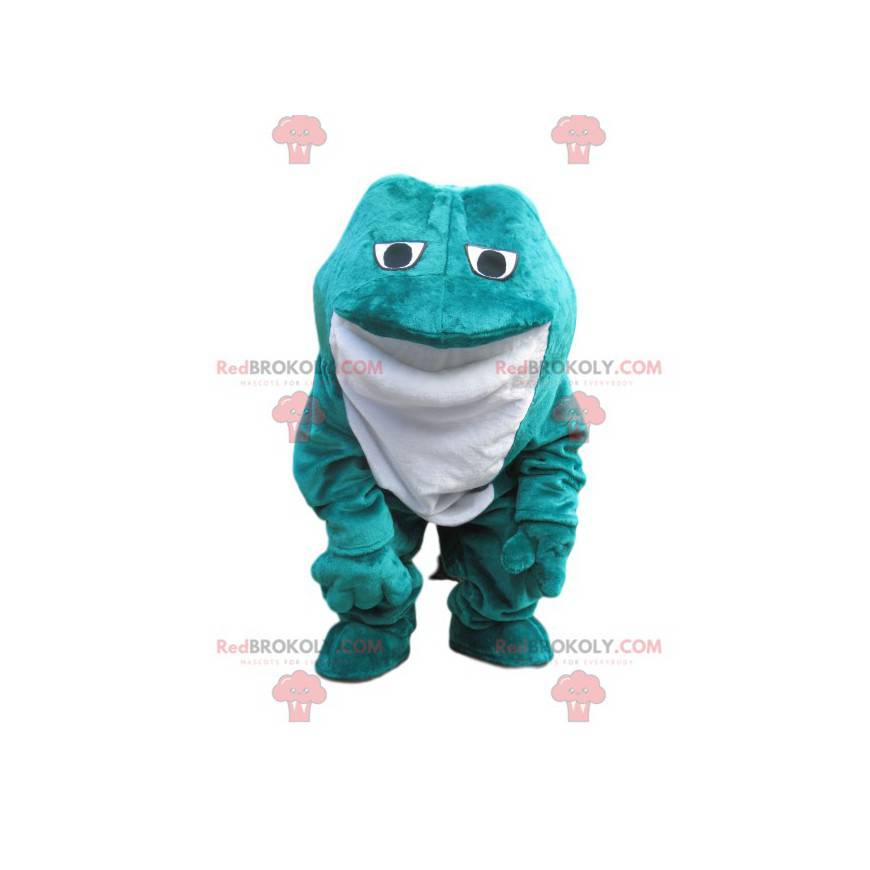 Mascotte de grenouille bleue et blanche en velours -