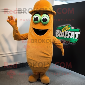 Rust Pesto Pasta mascot costume character dressed with a Bodysuit and Berets