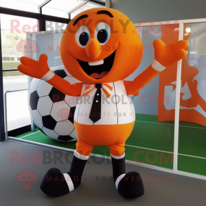 Orange Soccer Goal mascot costume character dressed with a Trousers and Bow ties