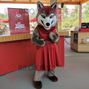 Red Wolf maskot kostume...