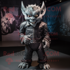 nan Gargoyle mascot costume character dressed with a Biker Jacket and Mittens