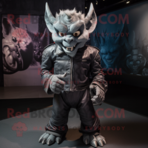 nan Gargoyle mascot costume character dressed with a Biker Jacket and Mittens