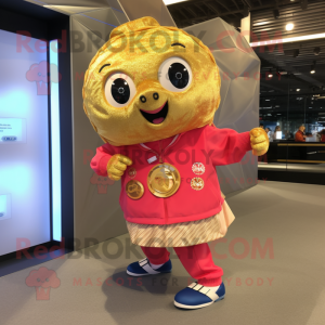 Guld hallon maskot kostym...