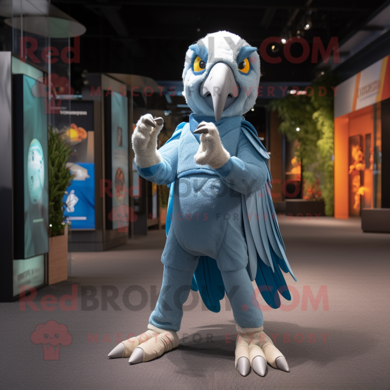 Silver Macaw mascot costume character dressed with a Jumpsuit and Scarf clips