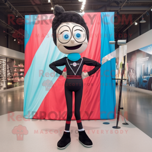 Black Tightrope Walker mascot costume character dressed with a Yoga Pants and Pocket squares
