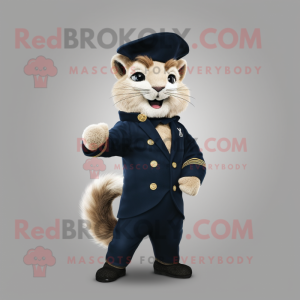 Navy Marten mascot costume character dressed with a Corduroy Pants and Earrings