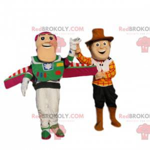 Buzz Lightyear en Woodie mascottenduo, uit Toy Story -