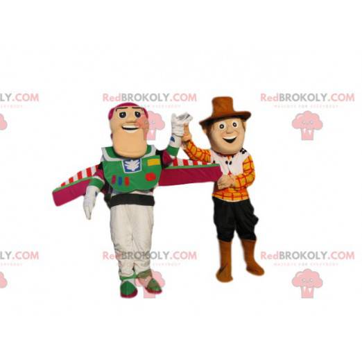 Buzz Lightyear och Woodie maskotduo, från Toy Story -