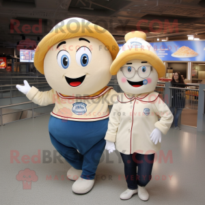 White Bagels mascot costume character dressed with a Mom Jeans and Hats