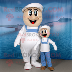 White Bagels mascot costume character dressed with a Mom Jeans and Hats