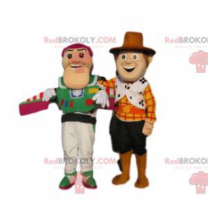 Dupla de mascotes Buzz Lightyear e Woodie, de Toy Story -