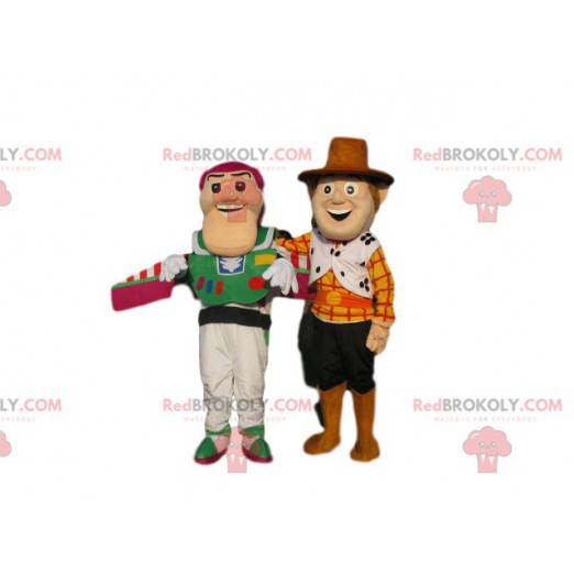 Buzz Lightyear och Woodie maskotduo, från Toy Story -