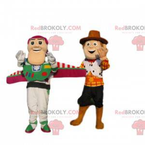 Buzz Lightyear og Woodie maskot duo, fra Toy Story -