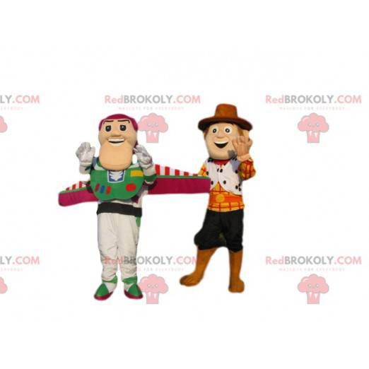 Dupla de mascotes Buzz Lightyear e Woodie, de Toy Story -