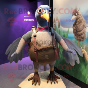 nan Guinea Fowl mascot costume character dressed with a Bikini and Backpacks