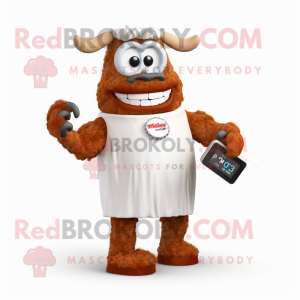 Rust Steak mascot costume character dressed with a Wedding Dress and Digital watches