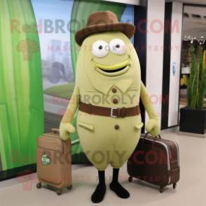 Olive Beef Stroganoff mascot costume character dressed with a Sheath Dress and Briefcases