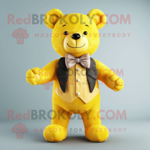 Gele teddybeer mascotte...