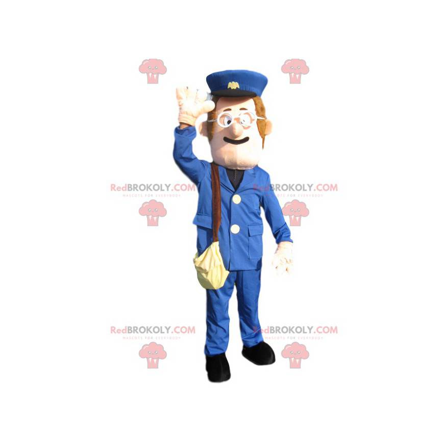 Maskot sněhuláka s modrým oblekem a čepicí - Redbrokoly.com Maskot sněhuláka s modrým oblekem a čepicí - Redbrokoly.com