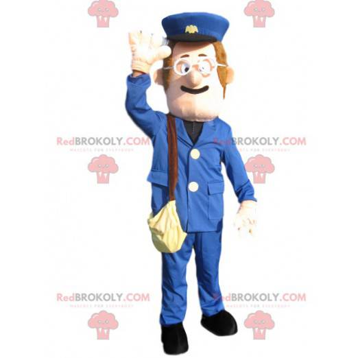 Snowman mascot with a blue suit and a cap - Redbrokoly.com