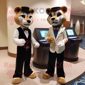 nan Mountain Lion mascot costume character dressed with a Tuxedo and Watches