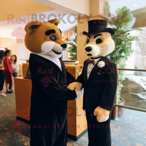 nan Mountain Lion mascot costume character dressed with a Tuxedo and Watches