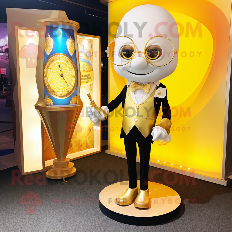 Gold Hourglass mascot costume character dressed with a Blazer and Anklets