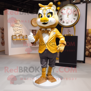 Gold Hourglass mascot costume character dressed with a Blazer and Anklets
