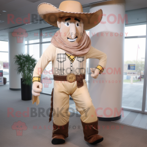 Beige Cowboy maskot kostume...