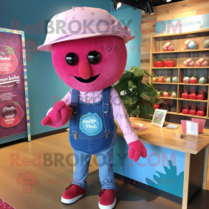 Rosa hallon maskot kostym...