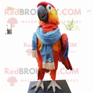Rust Parrot mascot costume character dressed with a Flare Jeans and Scarf clips