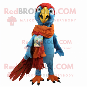 Rust Parrot mascot costume character dressed with a Flare Jeans and Scarf clips