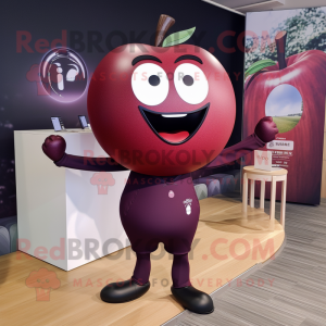 Maroon Apple mascot costume character dressed with a Yoga Pants and Ties