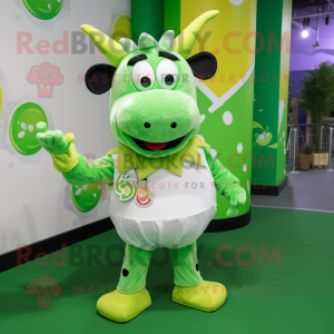 Lime Green Cow mascotte...